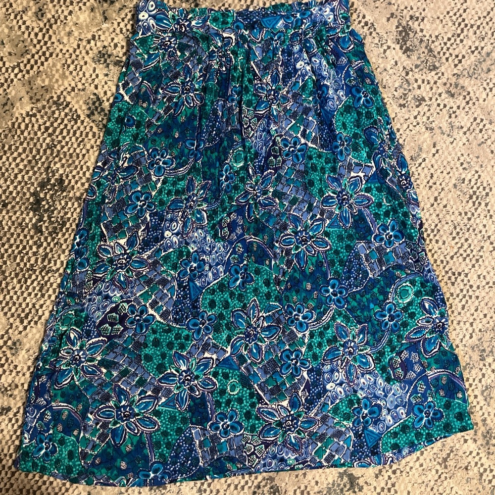 Floral Blue and Green Women's Skirt